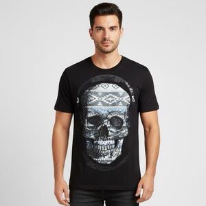 ROYAL COLLECTION SKULL BLACK T-SHIRT SZ M 100% COTTON
